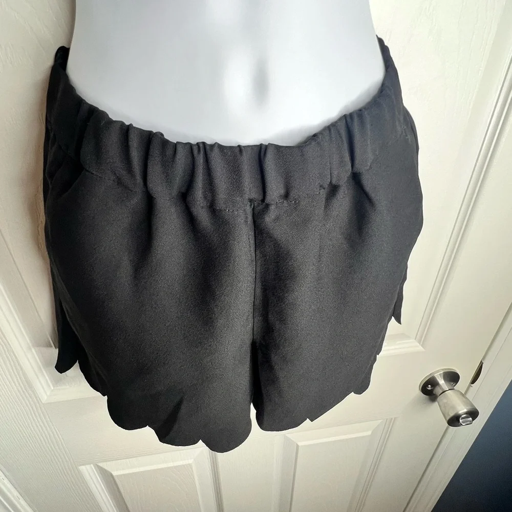 Madewell Womens 2XS Black Scalloped Edge Elastic Waist Pocket Short Shorts XXS 0